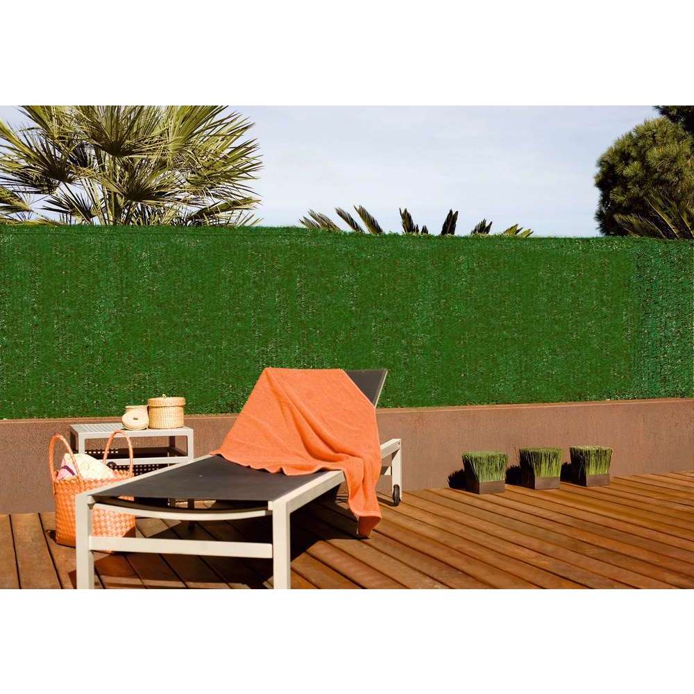 Haie artificielle en PVC, verte - l. 300 x H. 150 cm