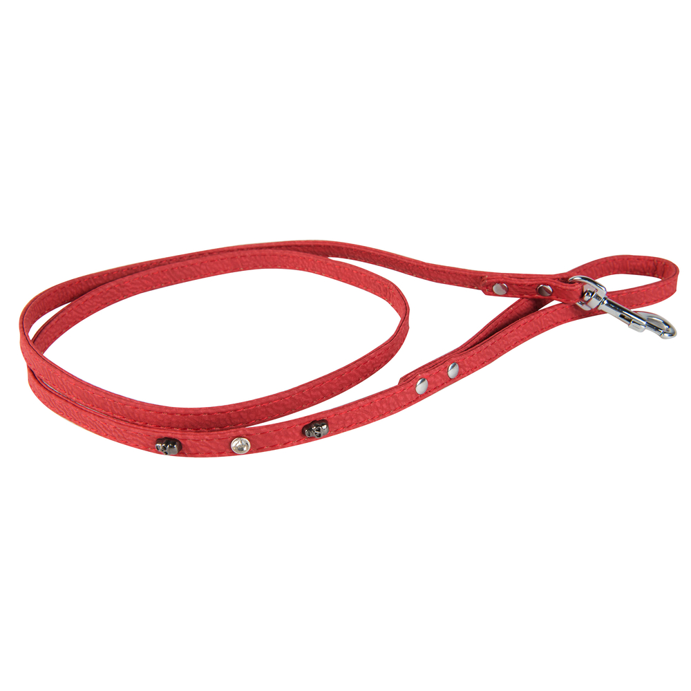Laisse chien Rock Petmini,Simili cuir Rouge : L. 120 cm x l. 10 mm