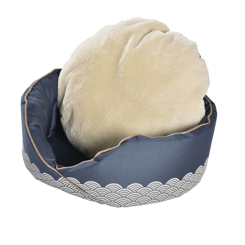 Nid Seigaiha motif japonais pour chat et chien : bleu Taille S