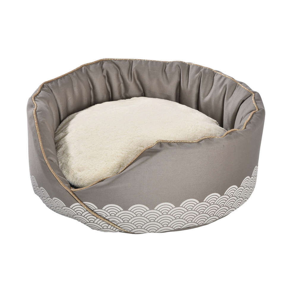 Nid Seigaiha motif japonais pour chat et chien : taupe Taille S