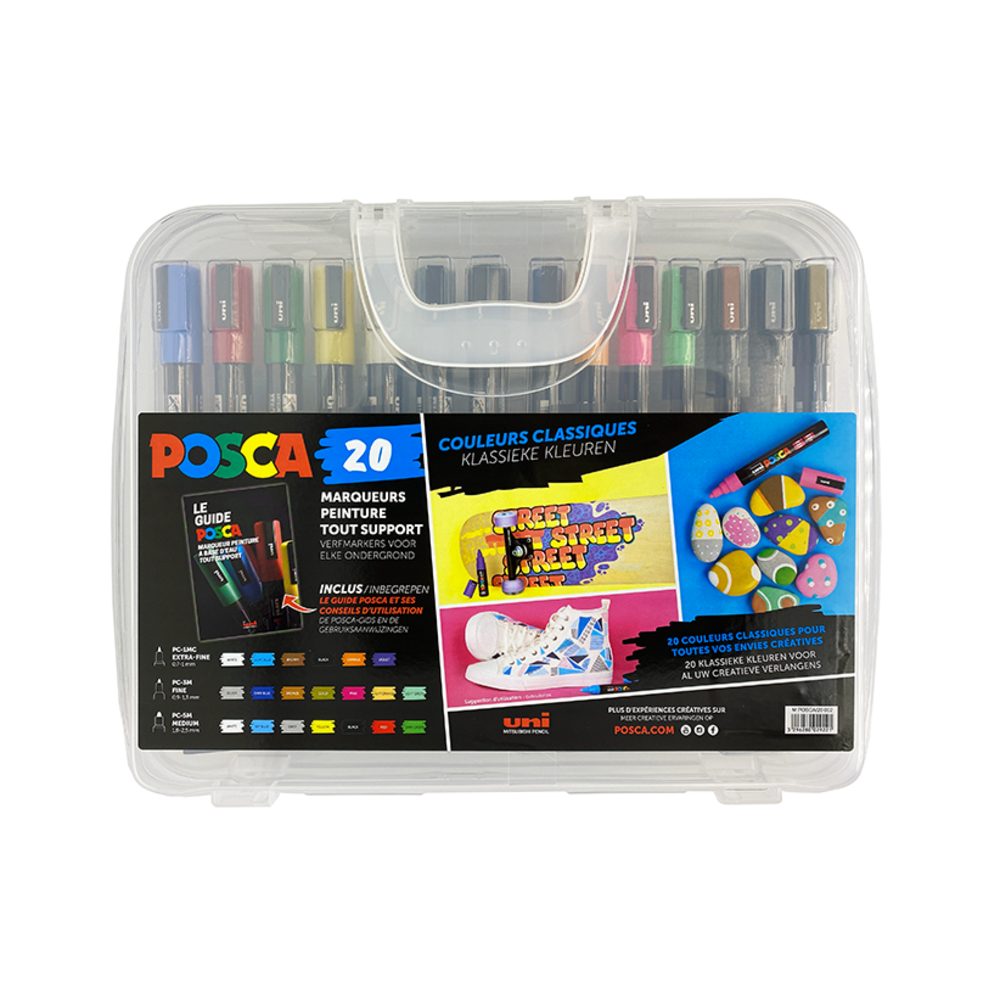 POSCA Mitsubishi Pencil - 8 Marqueurs PC3M - Pointe Conique Pointe Fine -  Marqueurs Peinture à Base d'Eau - Tout Support - Pour Papier, Textile