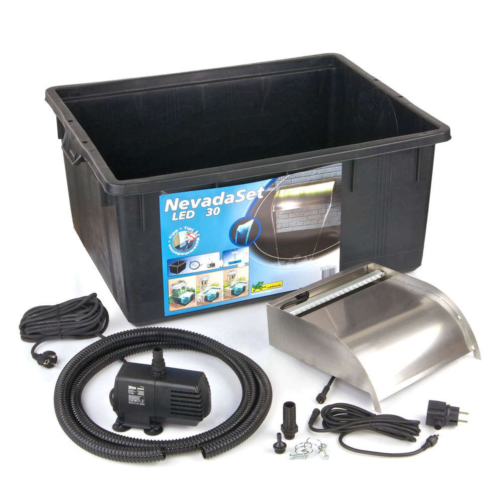 Kit cascade inox Nevada pour bassin : 1 lame d'eau 30 cm Led