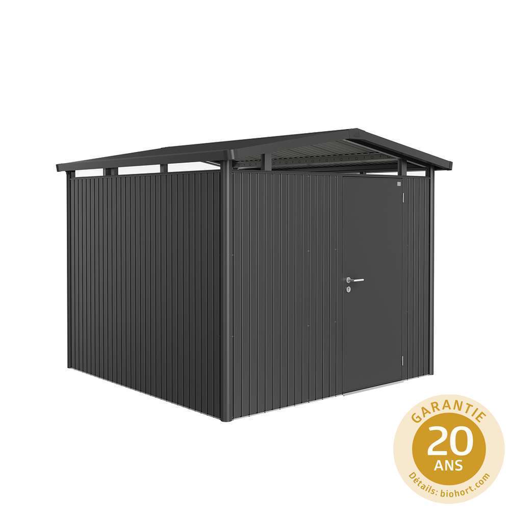 Abri de jardin en métal 1 porte gris - 6,35 m²