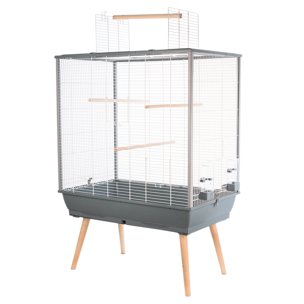 Cage à oiseaux design maison perchoirs mangeoires balançoire 3