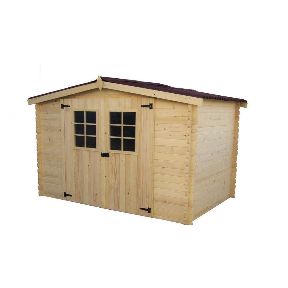 Abri de jardin en bois 2 portes bois : L310 x l188 x H197 cm - 4,59 m²