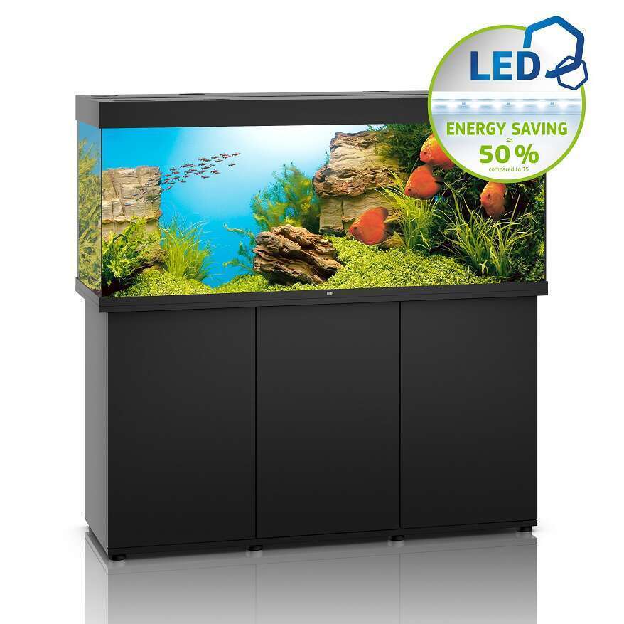 Aquarium avec meuble LED Rio 450 en bois noir - H. 80 cm
