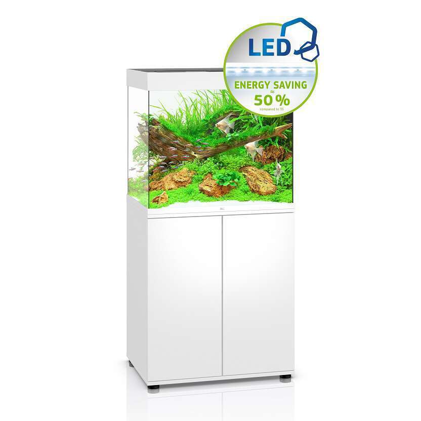 Aquarium avec meuble LED Lido 200 en bois blanc - H. 80 cm