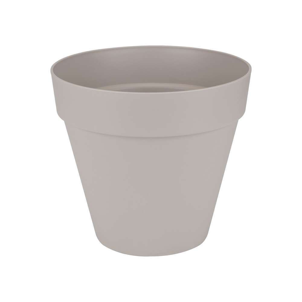 Pot Loft à réserve d'eau rond en plastique gris chaud - D. 39 cm