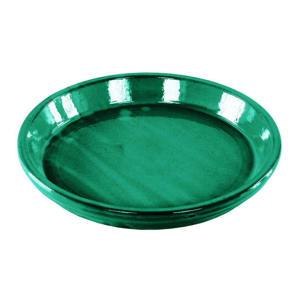Soucoupe d'intérieur en terre cuite émaillée, coloris Jade D17 cm