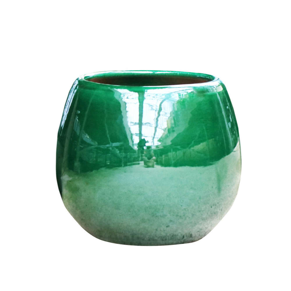 Pot d'intérieur Douceur en terre cuite émaillée, coloris Jade D14 cm