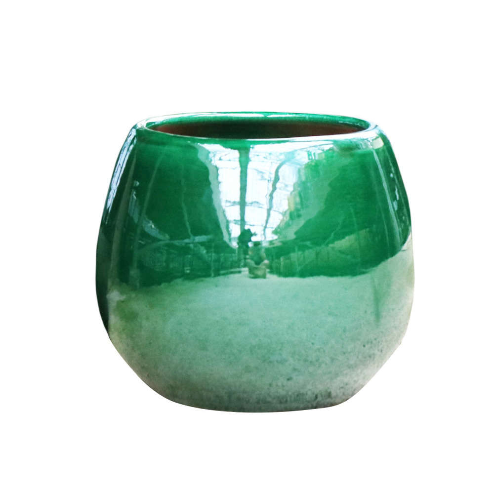 Pot d'intérieur Cancale en terre cuite émaillée, coloris Jade D17 cm