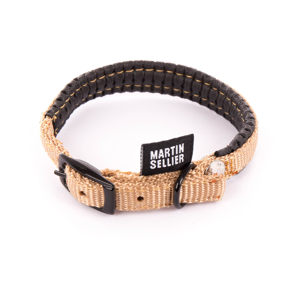 Collier confort pour chien, en nylon, coloris beige - 10/30cm