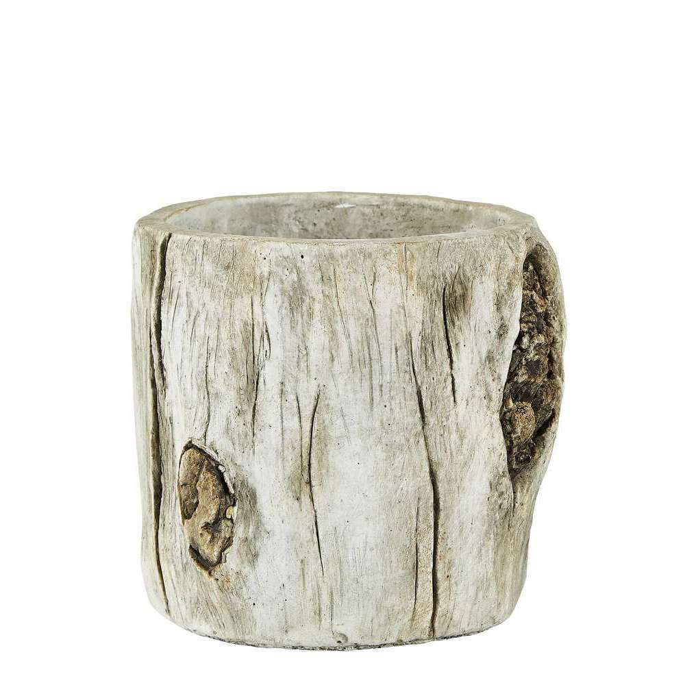 Cache-pot en ciment, blanc/marron D16 x H. 15 cm