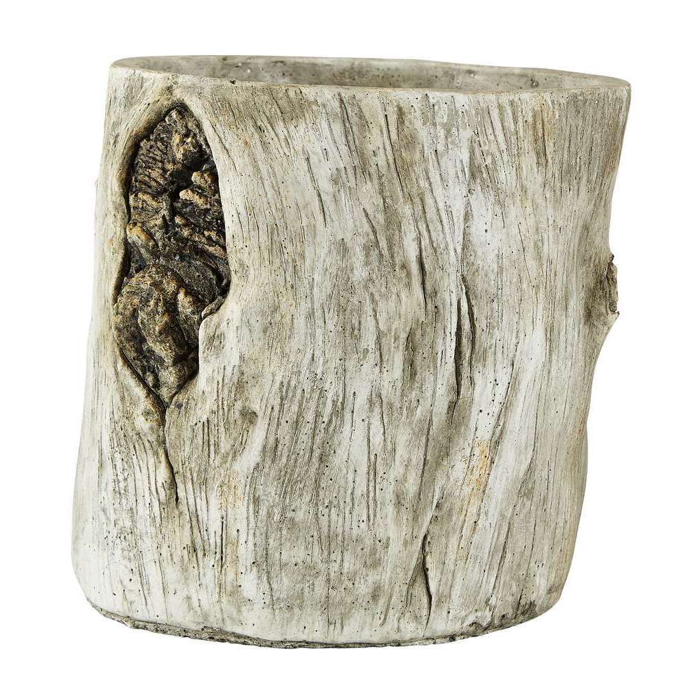 Cache-pot en ciment, blanc/marron D20 x H. 22 cm