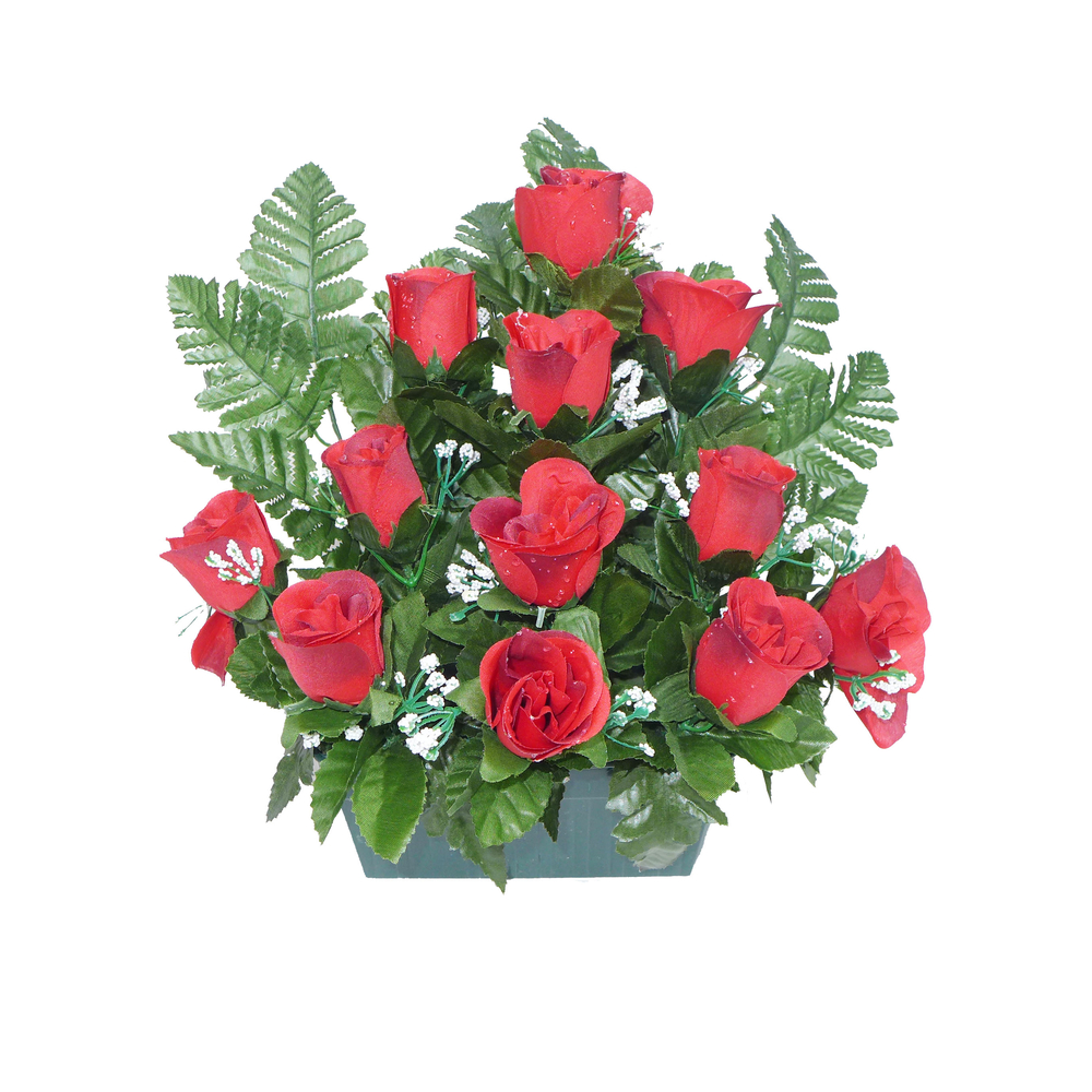 Jardinière de roses artificielles D 34 H 29 cm