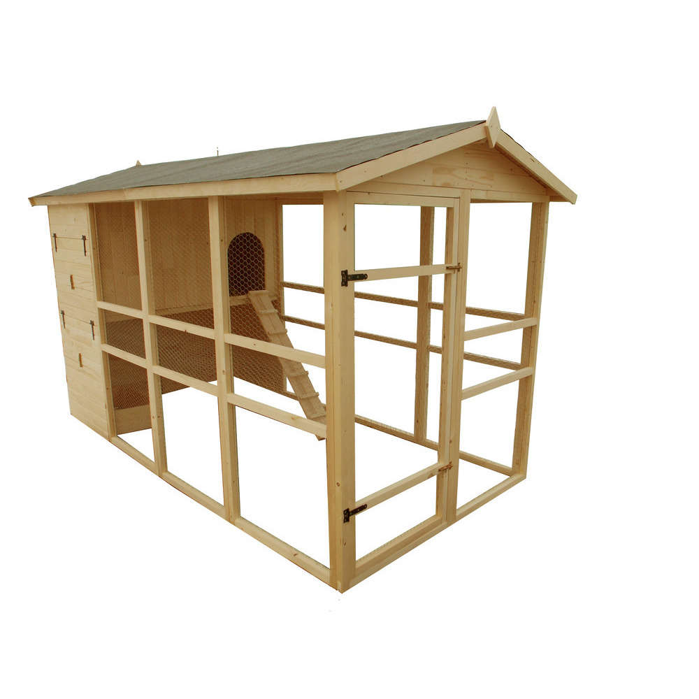 Poulailler en bois XXXL pour 10 poules avec pondoir - 175x348x204 cm