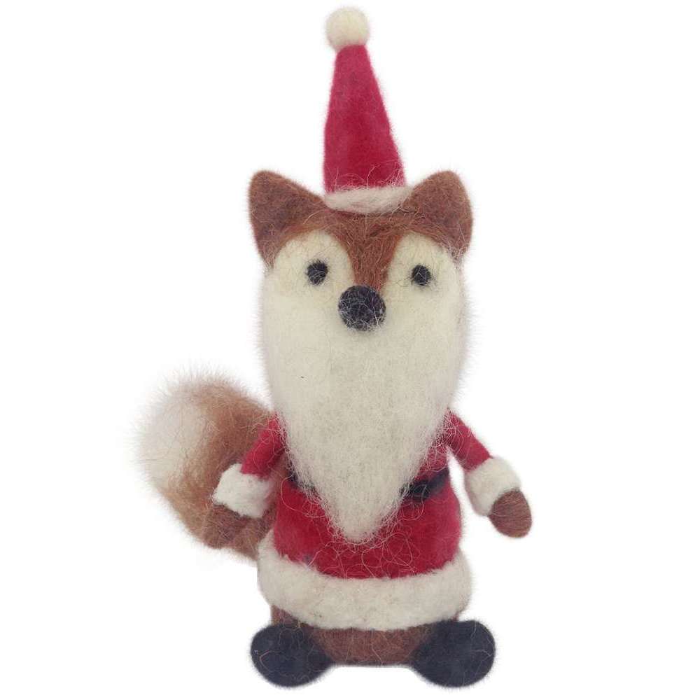 Père Noël renard en laine H15cm