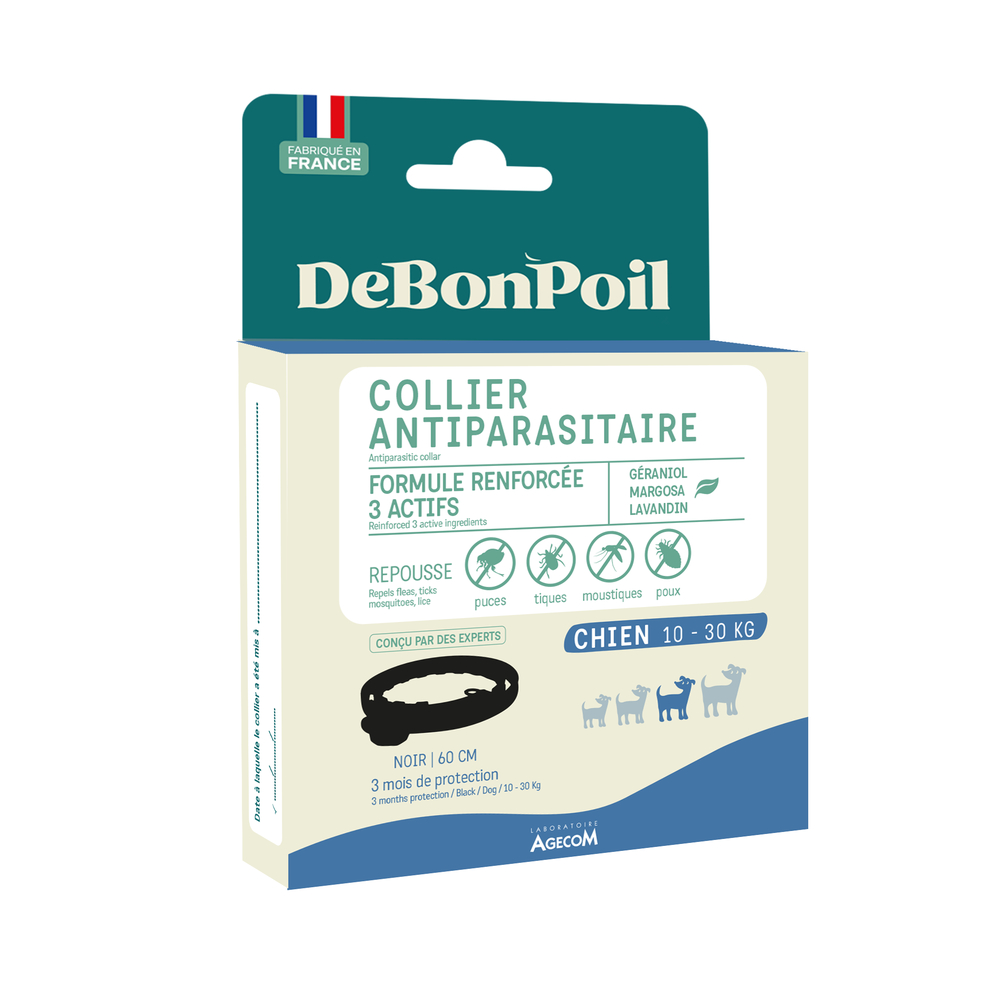 Collier antiparasitaire Actiplant'3, pour chien moyen: noir 60cm
