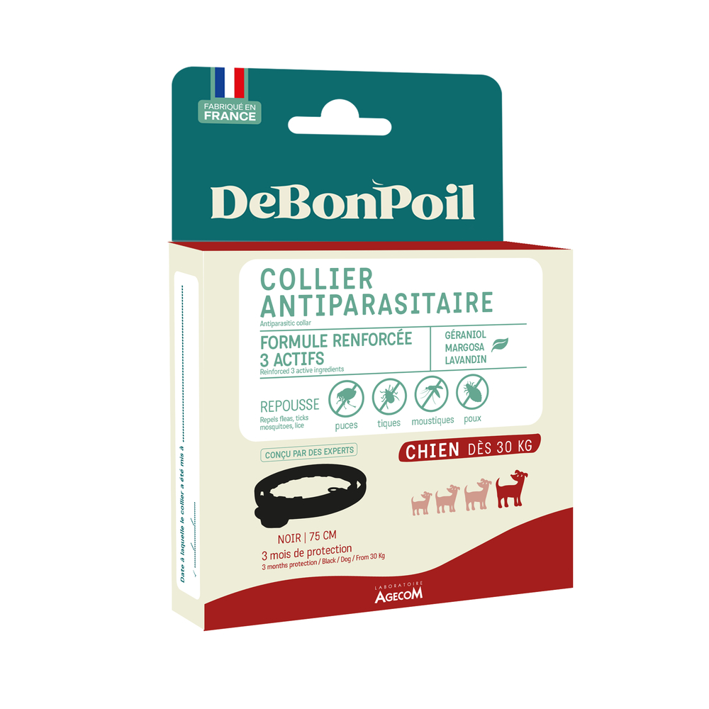 Collier antiparasitaire Actiplant'3, pour grand chien: noir 75cm