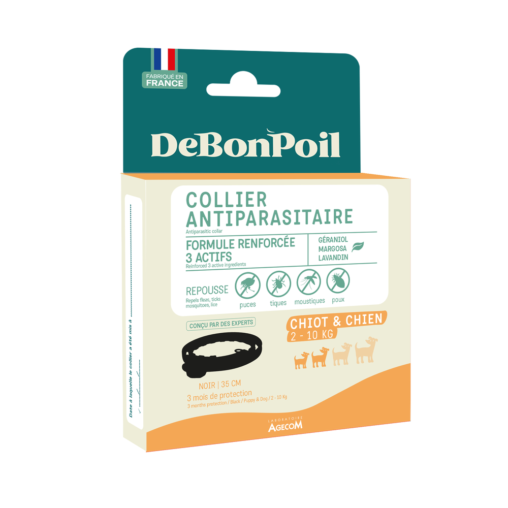 Collier antiparasitaire Actiplant'3, pour petit chien: noir 35cm