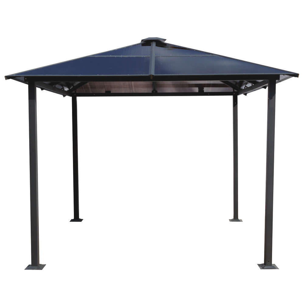 Gloriette avec toit 4 pentes en aluminium anthracite - 3x3x2,7 m