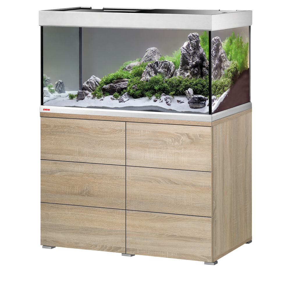 Meuble avec aquarium Proxima 250 en bois chêne gris - 101x51x82 cm