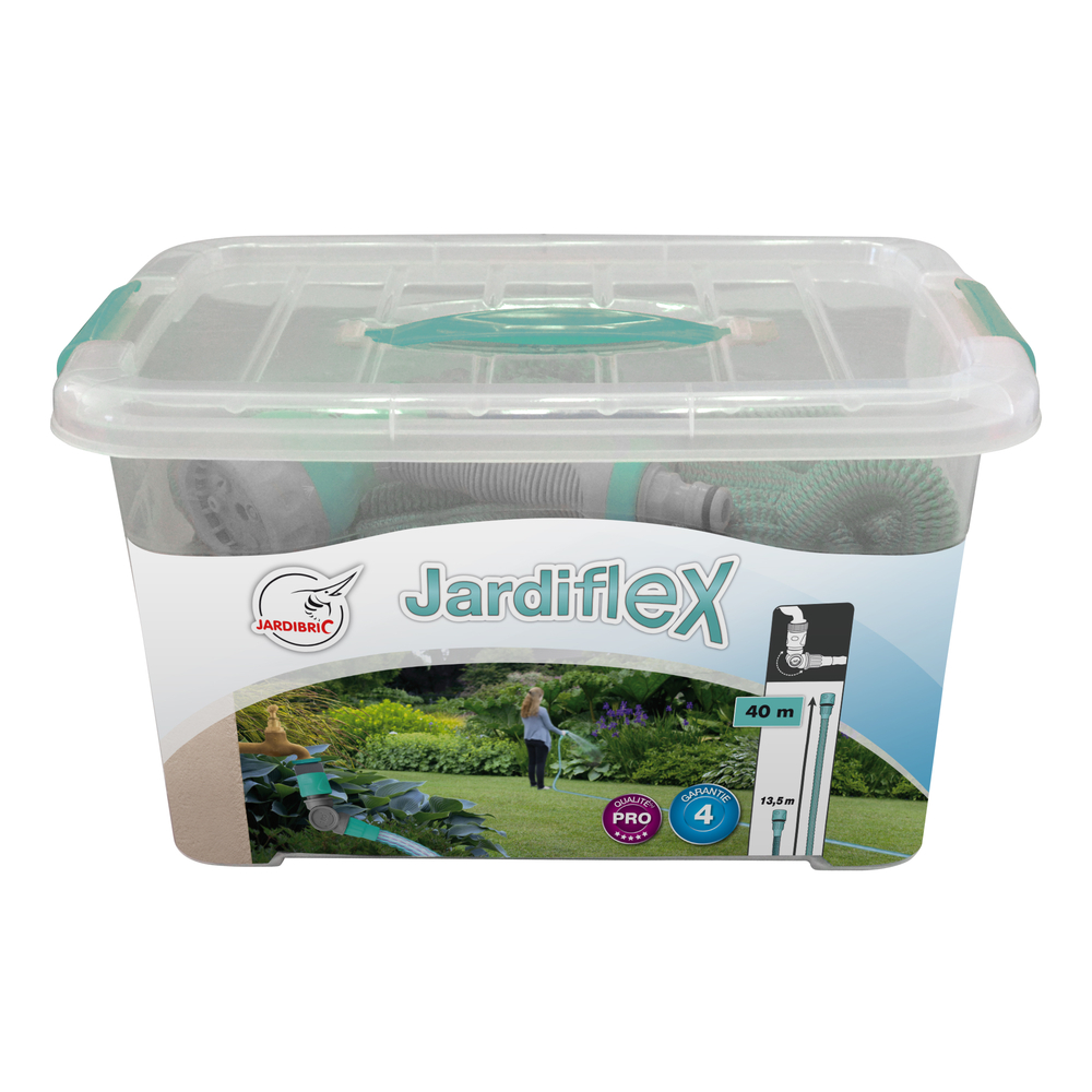 Tuyau extensible rétractable de 13m50 à 40m, set équipé