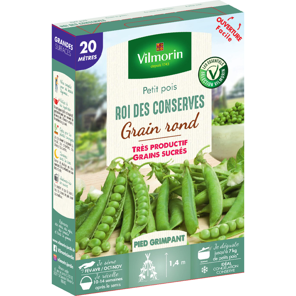 Graines de pois à Rame à Grain Rond'Roi des Conserves en boite