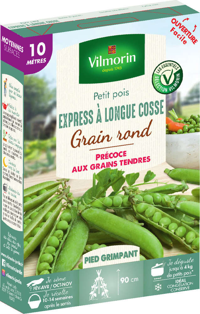 Graines de pois à Rame à Grain Rond'Express à Longue Cosse en boite