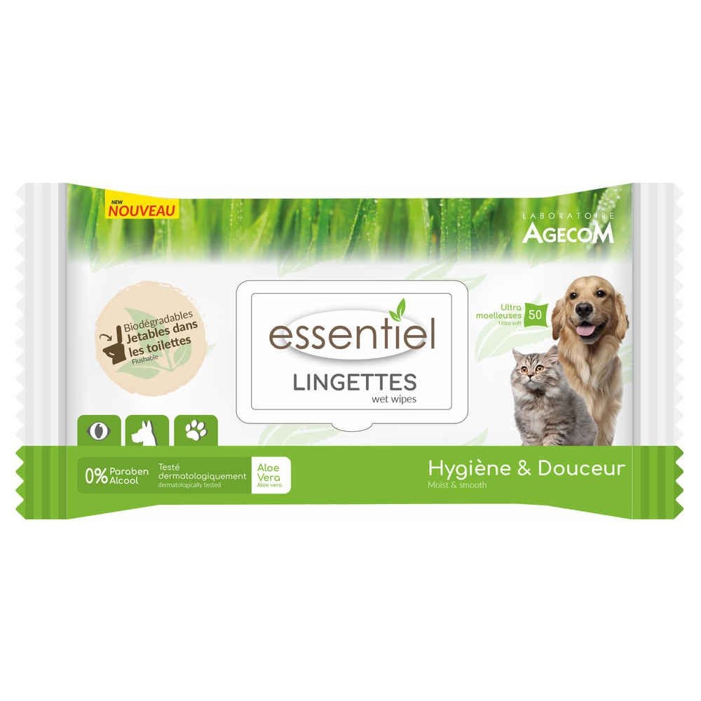 Lingettes Aloe Vera 0% Paraben pour Chien et Chat - x40