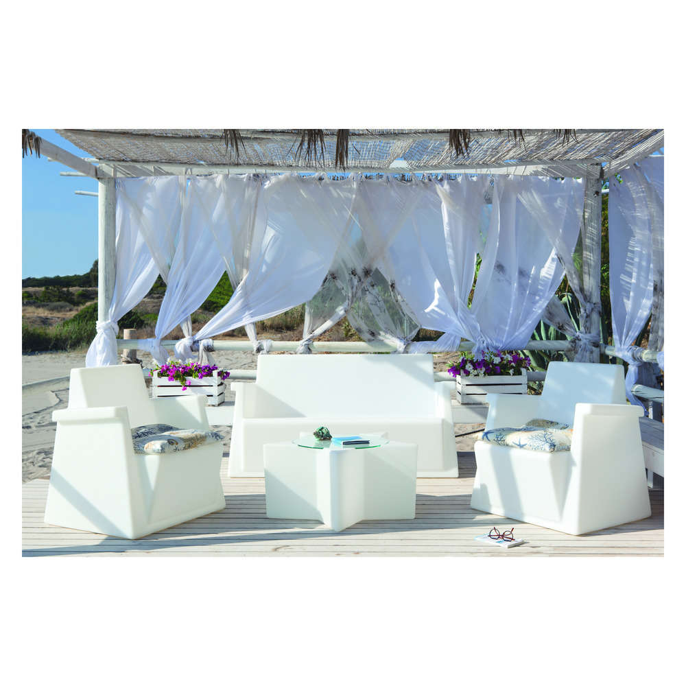 Salon MIAMI ETOILE - 2 fauteuils canapé 2 pl table basse lumineux