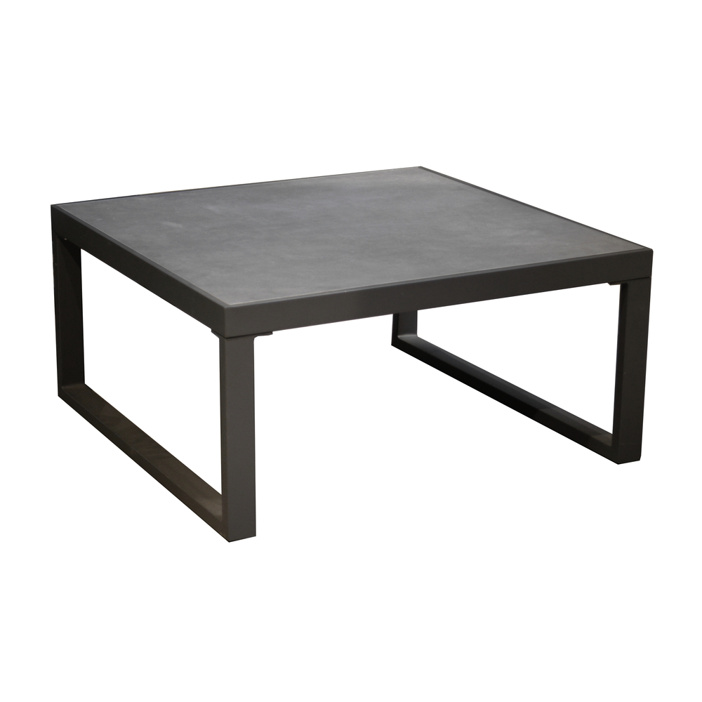 Table basse MANHATTAN en aluminium et céramique grise - 82x82x40 cm