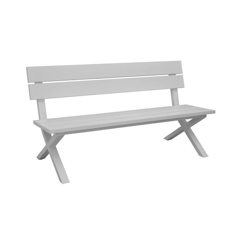 Banc de jardin Crossway avec dossier en aluminium blanc - 84x162x62 cm