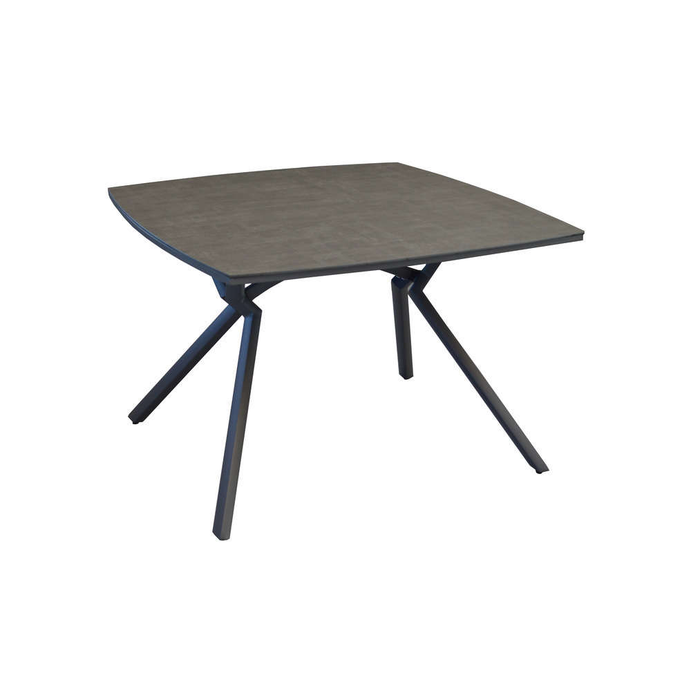 Table fixe châssis alu et plateau HPL Trespa grise - 110x110 cm