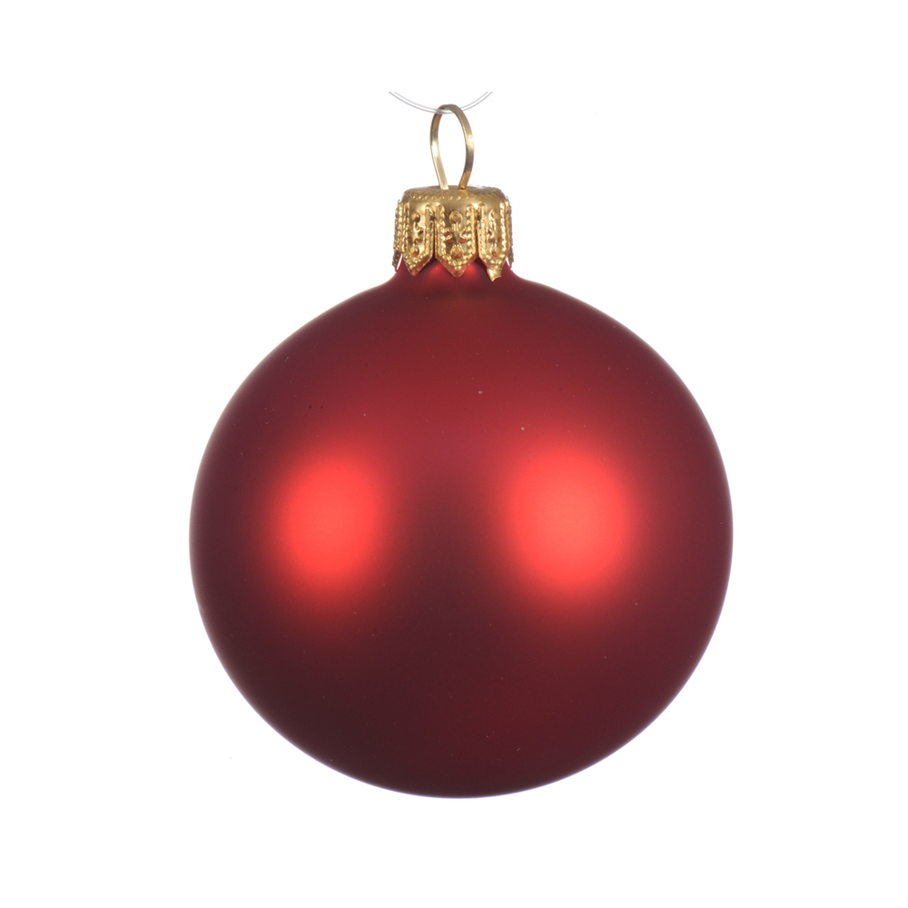 Boule de Noël en verre uni brillant d 10 cm rouge