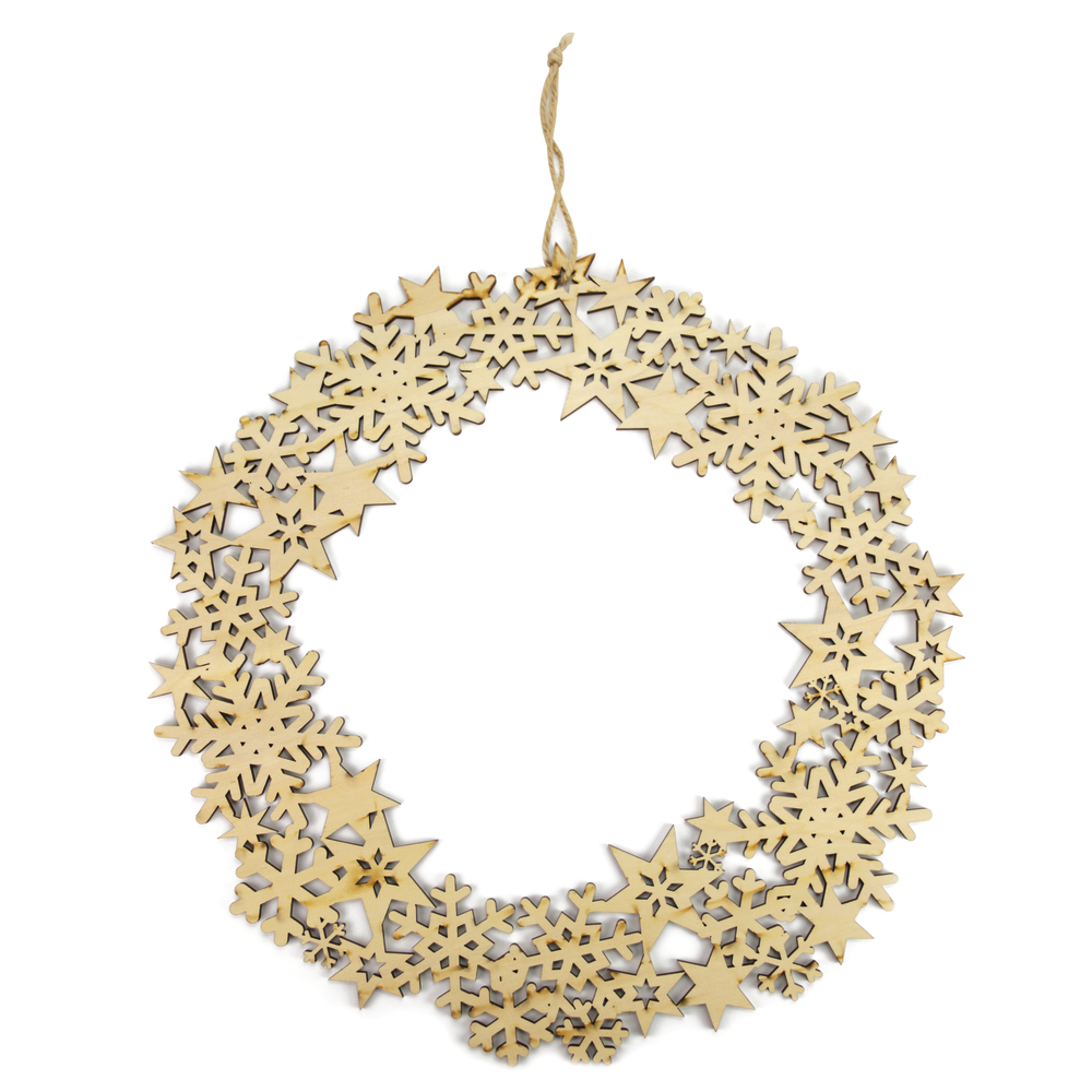 Couronne bois découpé, diamètre 35 cm