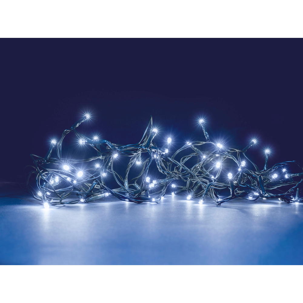 Guirlande solaire animée 200 led, blanc froid - 20m