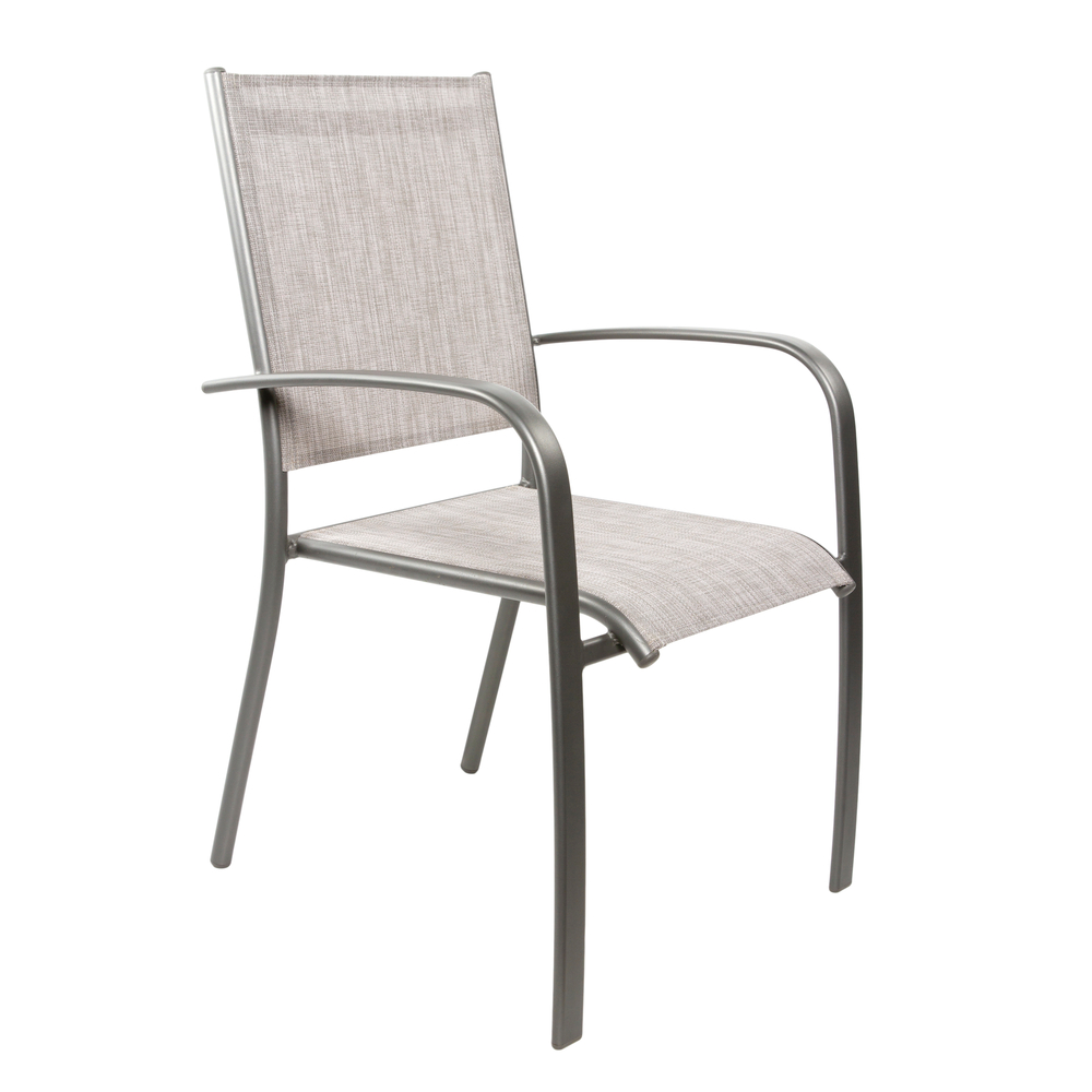 Fauteuil de jardin alu ARIES Bello, toile beige chiné - 62x56x90cm