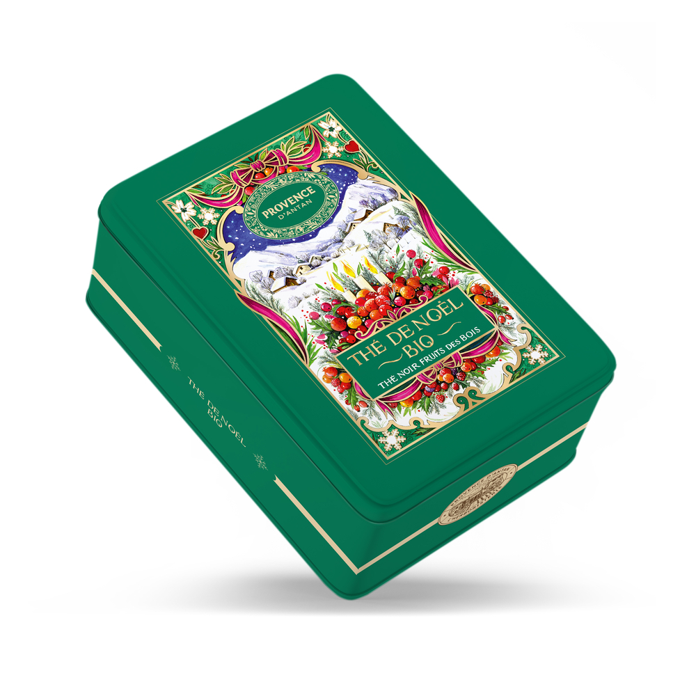 Thé de Noel - Saveur fruits des Bois Bio dans cube métal de 24 sachets