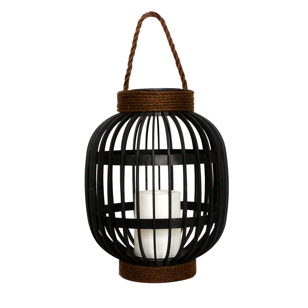 Lanterne solaire LED Fidjy en plastique noir - 23,8x23,8x31,5 cm