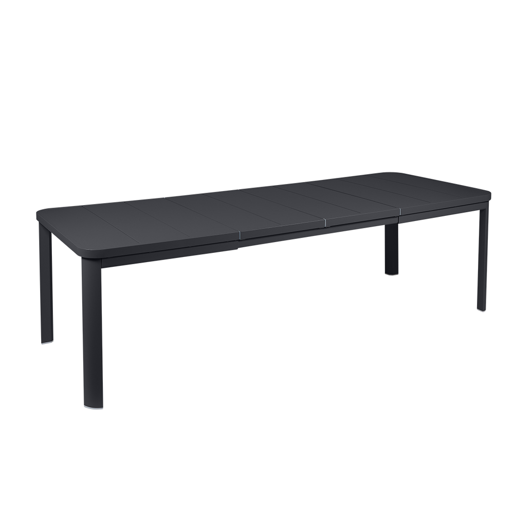 Table de jardin avec 2 allonges OLÉRON grise en acier - 155/255x100 cm