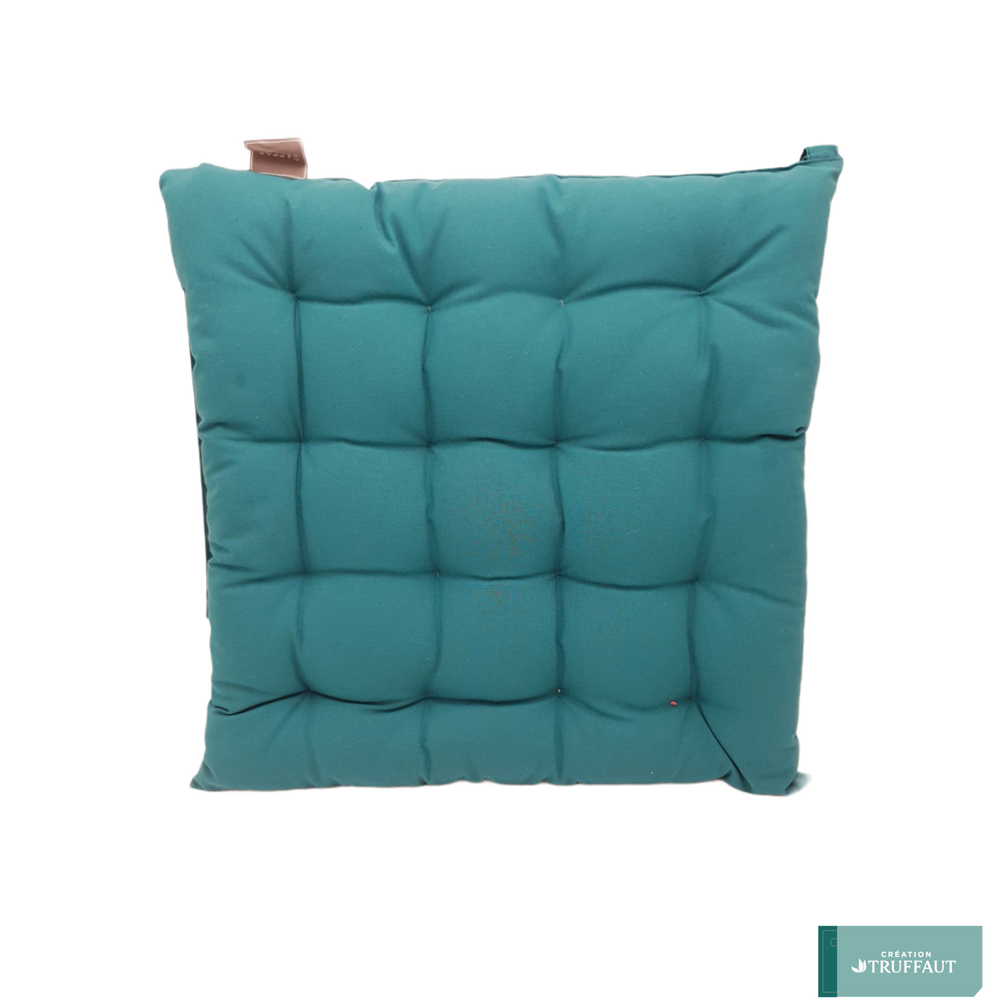 Galette de chaise unie Canard en coton - 40x40 cm