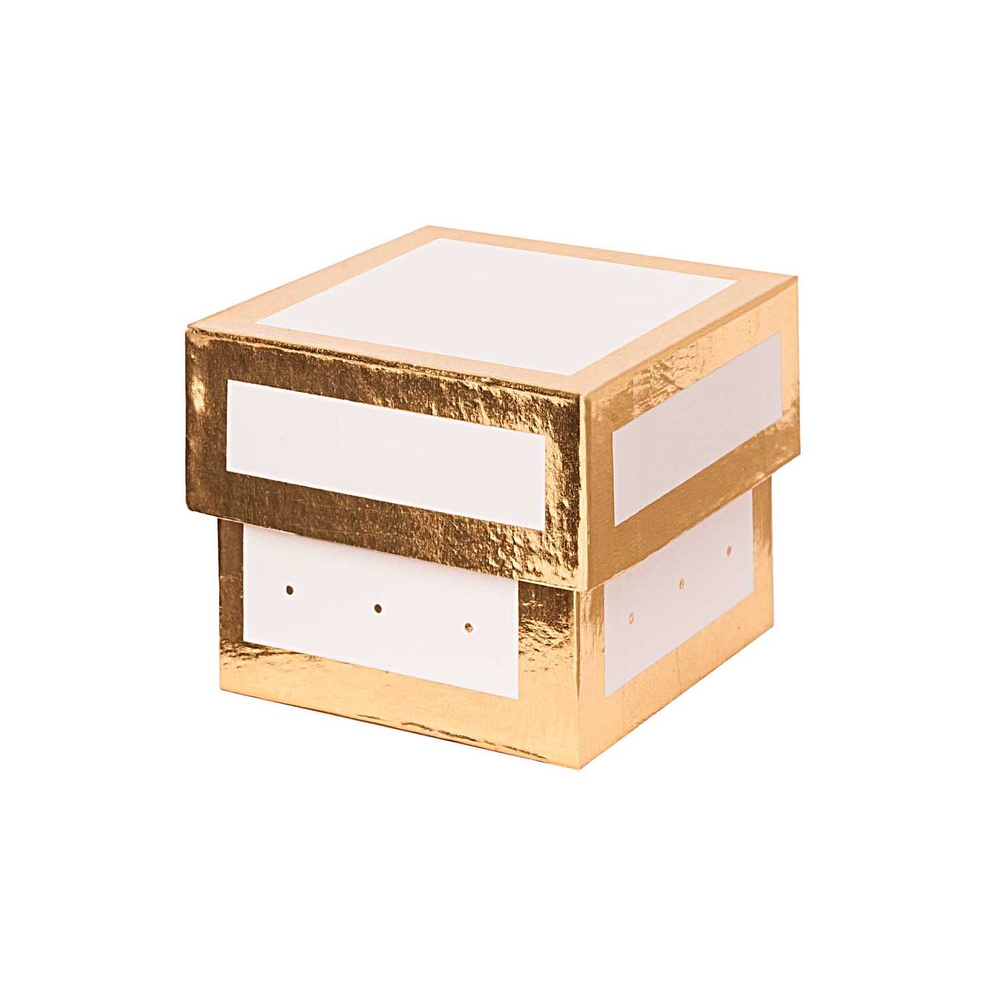 Boite cadeau rose et or carré recyclé - 5 x 5 x 4 cm