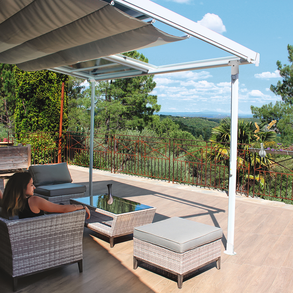 Odessa - pergola 3x3,6m en aluminium et polycarbonate - coloris blanc