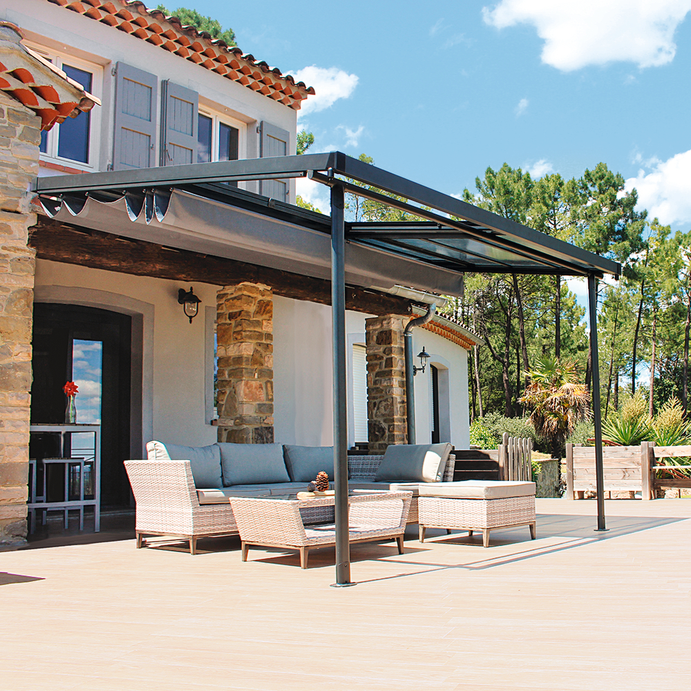 Odessa - pergola 3x3,6m en aluminium et polycarbonate - coloris anthracite