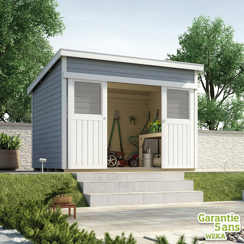 Abri 225 T1 en épicéa, gris. 315x249x238 cm, surface utile 6. 12m²