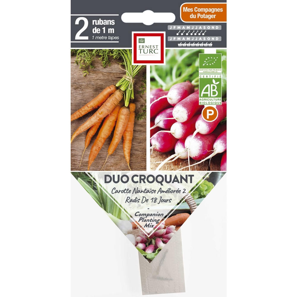 Duo croquant Bio en ruban pré-semé en sachet