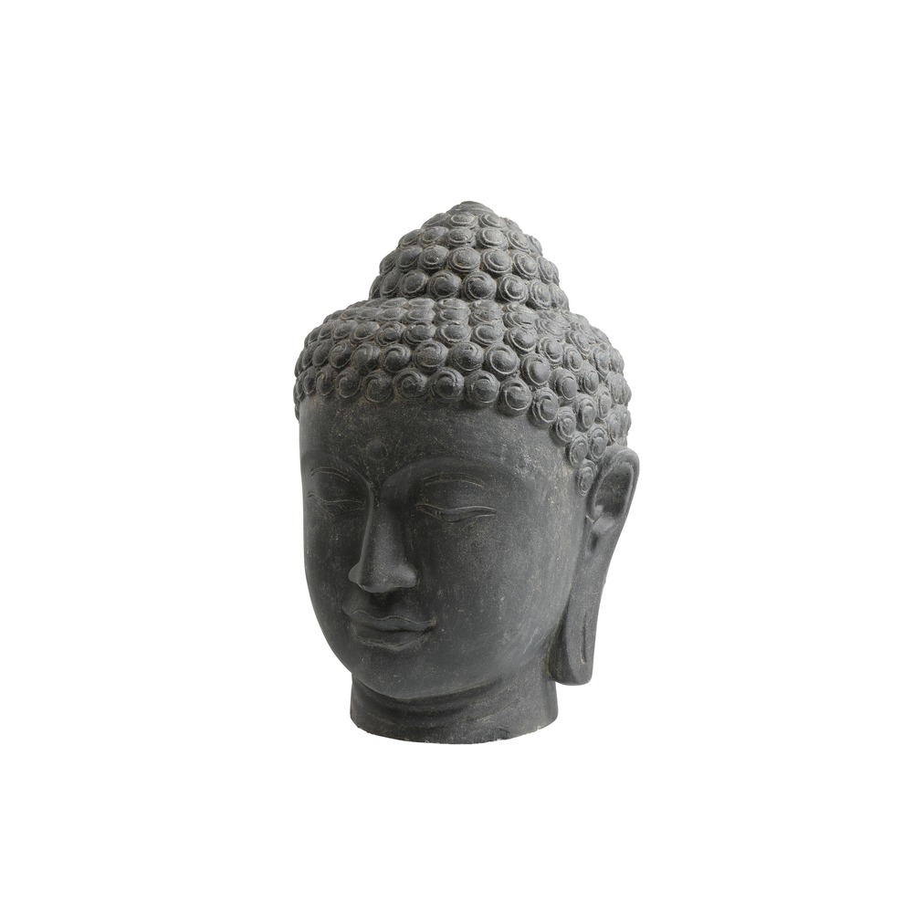 Statue tête de bouddha light en pierre reconstituée - H. 125 cm