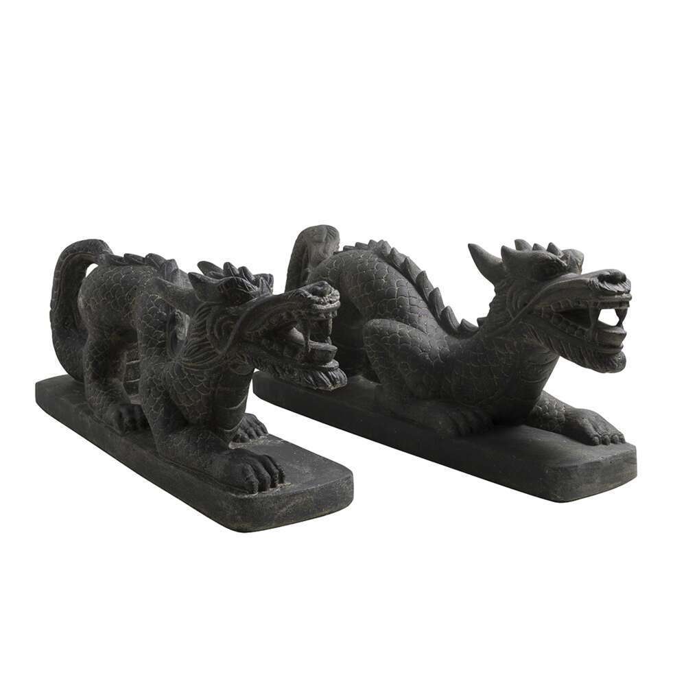 Dragons en pierre reconstituée noirs - 120x35x50 cm, x2