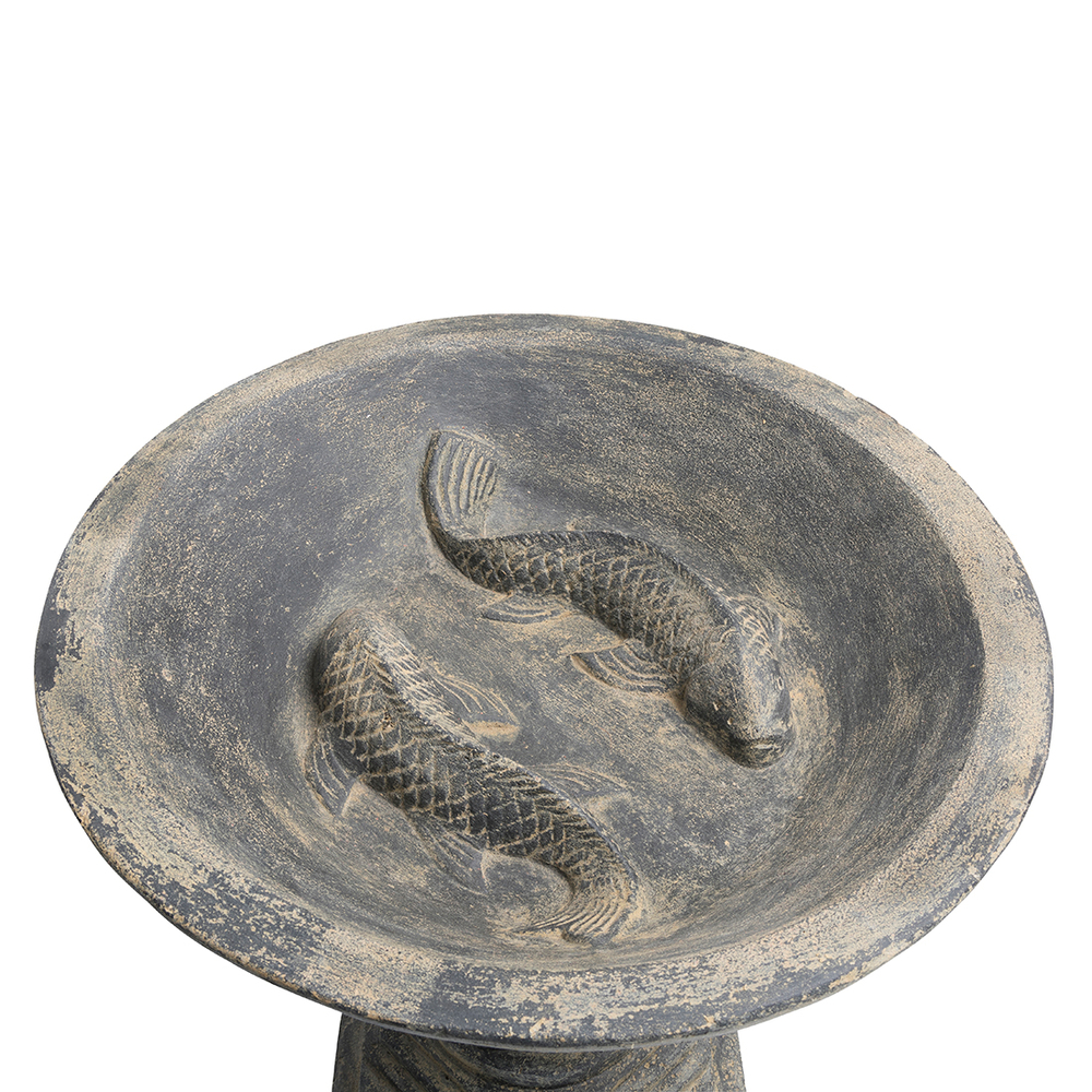 Vasque Koï avec carpes en pierre reconstituée - 50x50x14 cm